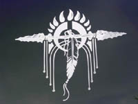 Bear Claw Doube Spear and Eagle Feather Decal